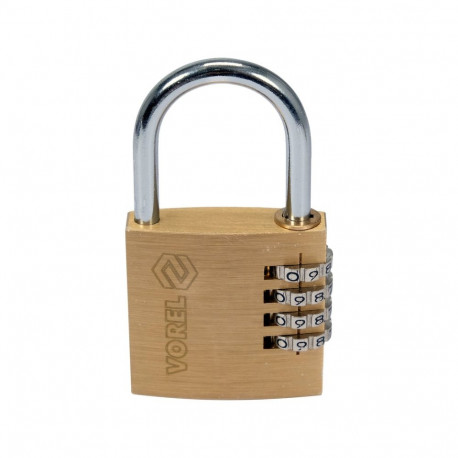 Ciparu slēdzene ar 4 ciparu kombināciju, VOREL, 77608, 40 mm, čuguna un misiņa korpuss