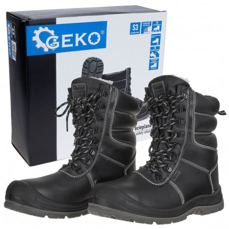 Geko tööjalatsid G90562-46, S3, CE EN ISO 20345:2011, PU, must, SRC, E, FO, läbistuskindlus