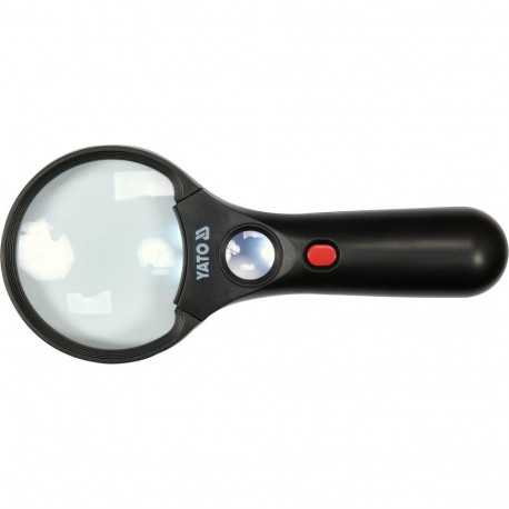 Yato YT-73845 magnifier, 3x/45x, 75mm/20mm, 3+1 LED, 3xAAA, ABS