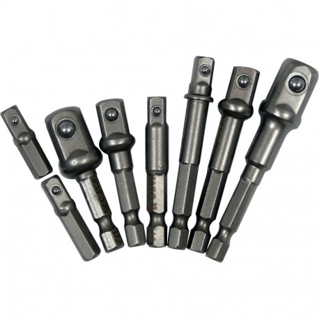 Yato YT-04639 8pc Hex Socket Adapter Set, 1/4, 3/8, 1/2", 25-72mm, 40Cr, Oxidized
