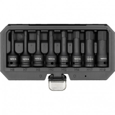 Yato YT-1066 Impact Bit Socket Set, 8pcs, 1/2", 6-19mm, Hex, CrMo, 54 HRC, phosphated
