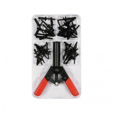 Yato Plastic Rivet Kit 41PCS, 165mm, 5mm, 6.3mm, 6.6mm, blackened finish, PVC handle, #45 carbon ste