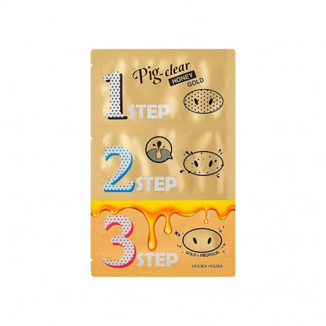 Holika Holika Pig Nose Clear Blackhead 3-Step Kit (Honey Gold)