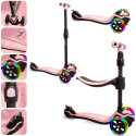 Rowerek biegowy hulajnoga deskorolka Flash 3 w 1 z kołami LED - pudrowy róż