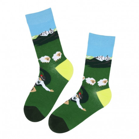 SOKISAHTEL KARLIS rohelised maastikuvaatega puuvillased sokid 444