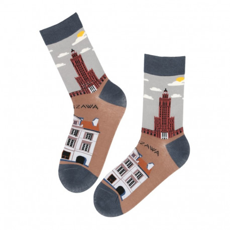 SOKISAHTEL WARSZAWA pruunid linnavaatega puuvillased sokid 446