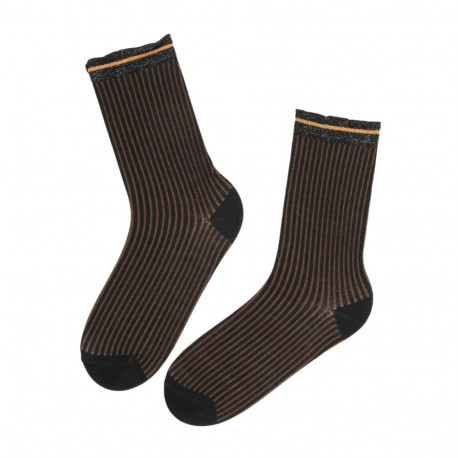 SOKISAHTEL BRIELLE tumepruunid sädeleva äärega sokid 444