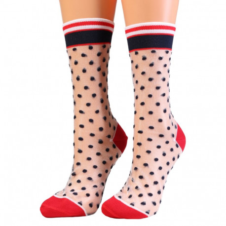 SOKISAHTEL BLAKELY punased täpilised õhukesed sokid 444