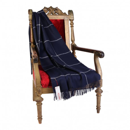 SOKISAHTEL Alpakavillane tumesinine ruuduline pleed 425