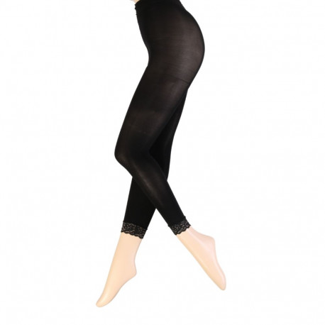 SOKISAHTEL EGLE musta värvi pitsilise äärega pikad retuusid naistele 424