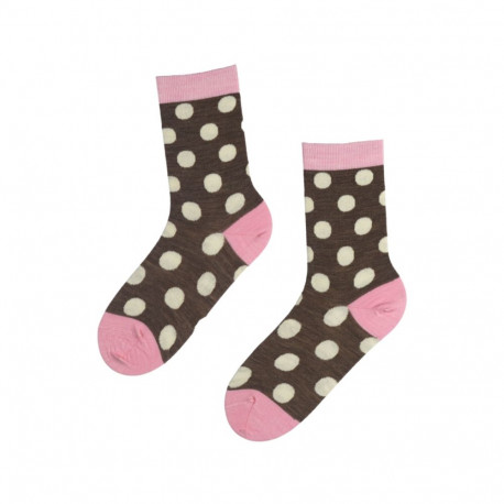 SOKISAHTEL BROWN DOTS meriinovillased täpilised sokid 446