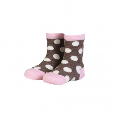 SOKISAHTEL BROWN DOTS meriinovillased täpilised sokid beebidele