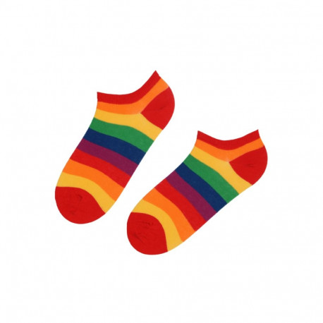 SOKISAHTEL PRIDE vikerkaare-triibulised madalad puuvillased sokid 444, 446