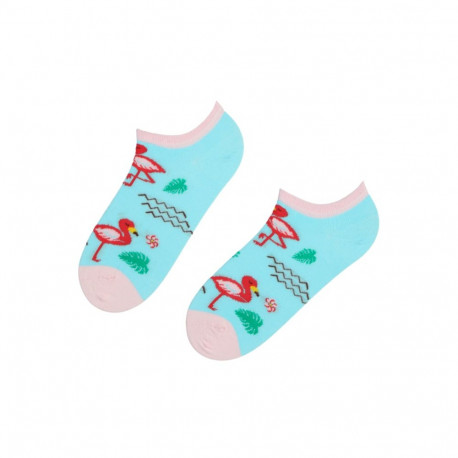 SOKISAHTEL PINK FLAMINGO helesinised madalad sokid flamingodega