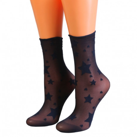 SOKISAHTEL AMY tumesinised tähemustriga õhukesed sokid 444