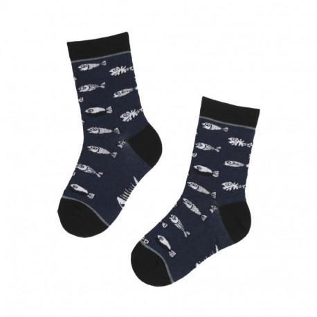 SOKISAHTEL FISHBONE tumesinised puuvillased kalaluudega sokid lastele 438, 439