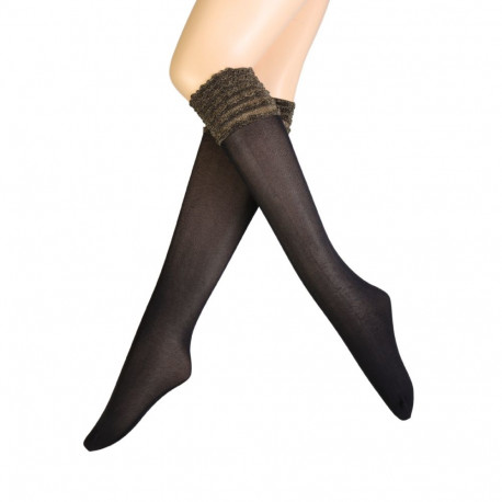 SOKISAHTEL CIRCUS kuldse äärega musta värvi põlvikud 444