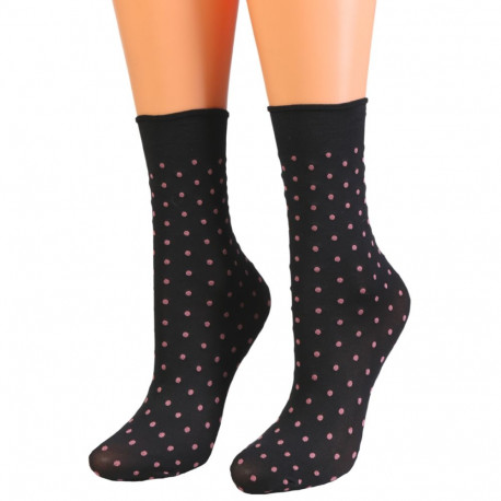 SOKISAHTEL CAROLA musta värvi täpilised õhukesed sokid 444