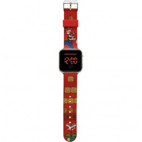 Nintendo Super Mario Kids' Digital LED Wristwatch - Red Silicone Strap