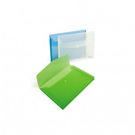 Envelope plastic A4 FORPUS w/button 0.35mm green