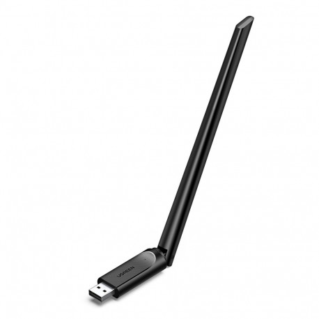Wi-Fi USB High-Gain Dual Band Adapter 2.4GHz 287Mbps + 5GHz 600Mbps with External Antenna 6dBi, Blac
