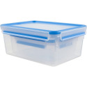 Emsa CLIP & CLOSE food storage container set, 3-piece (transparent/blue, rectangular, 3 containers +