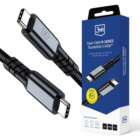 3mk Hyper Cable N-SERIES Thunderbolt 4 USB-C / USB-C 1m 48V/5A 40Gb/s 240W 8K60Hz - black
