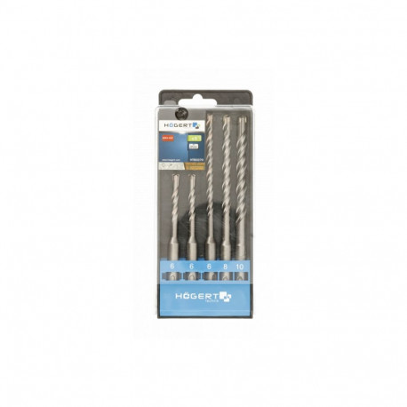 Hogert Drill Bits Set, HT6D370, 5pcs, 6mm, 8mm, 10mm, SDS-plus handle, masonry drill bit