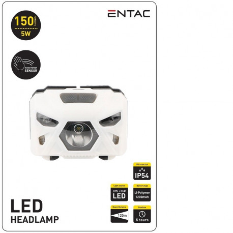 Pealamp Entac 5W IP54 liikumisanduriga, valge