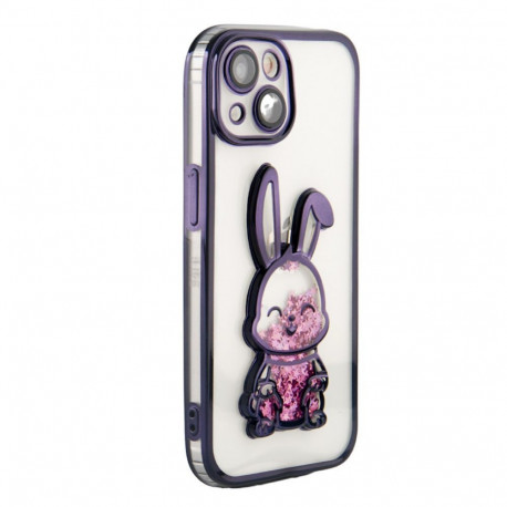 iLike Apple iPhone 14 Silicone Case Print Desire Rabbit Purple