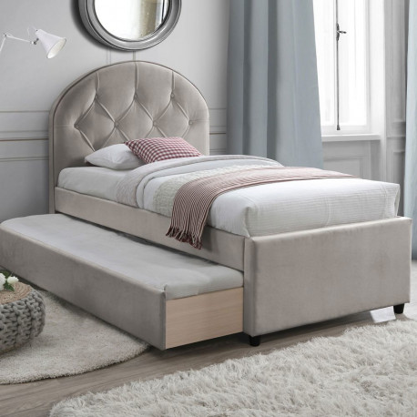 Bed LARA with mattress HARMONY UNO 90x200cm, champagne