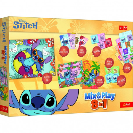 TREFL DISNEY STITCH 8in1 Mix&play set of boardgames
