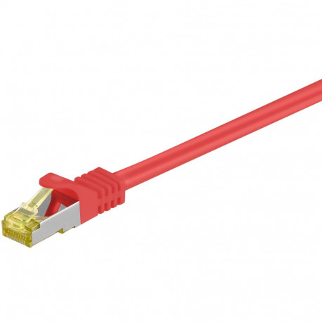 RJ45 Patch Cord CAT 6A S/FTP (PiMF), 500 MHz, with CAT 7 Raw Cable, red