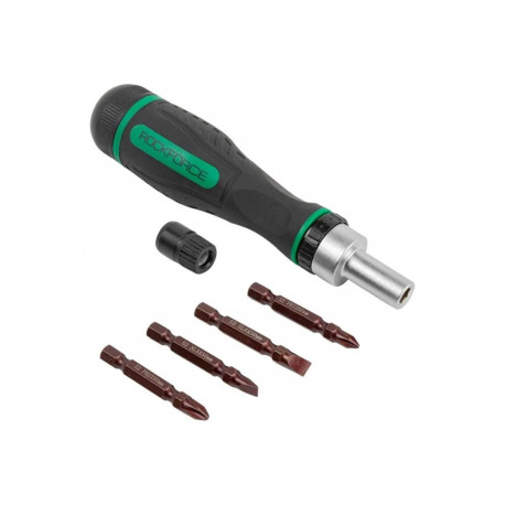 Rockforce RF-32805MR Reversible Screwdriver Set, 4 bits, PH1, PH2, SL5, SL6, 50mm, S2 steel, plastic