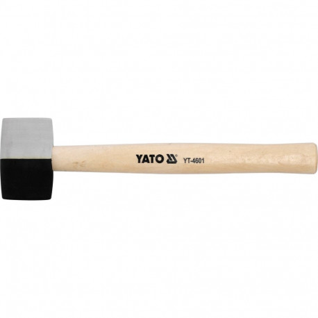 Yato Rubber Mallet YT-4601, 340g, 291mm, 49mm, Wood Handle, Universal, White and Black Rubber