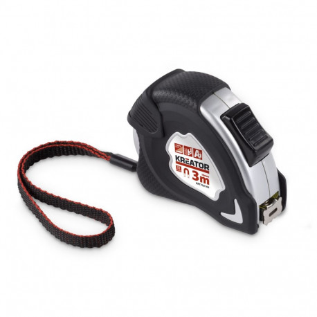 Kreator Measuring Tape KRT702103, 3m, 16mm, Class II, magnetic tip, locking button, belt clip