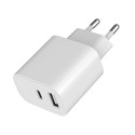 Gembird vooluadapter USB/USB-C TA-UC-2AC12-01, valge