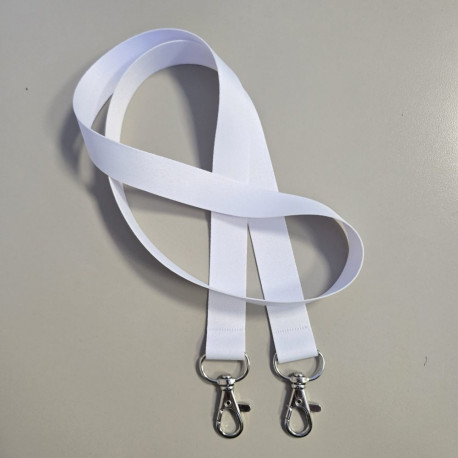 Kaelapael 2cm, kahe kiirkarabiiniga - valge