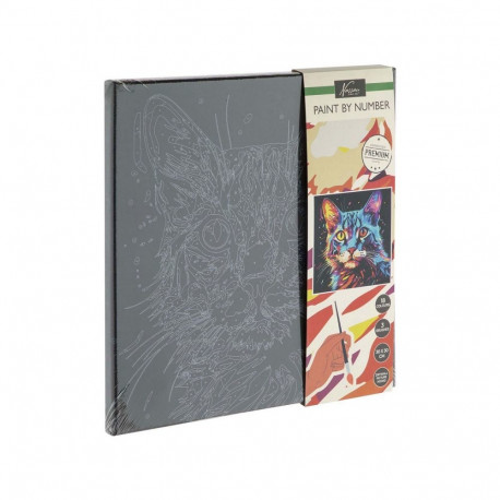 Moxy värvi numbrite järgi Kass mustal põhjal 30 x 30 cm