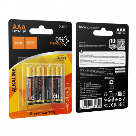 Alkaline battery R3 (AAA) Hoco DLR02 4 pcs