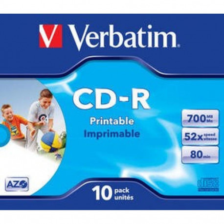 Verbatim CD-R 700MB 52x Printable 10pcs Jewel Case (43325)