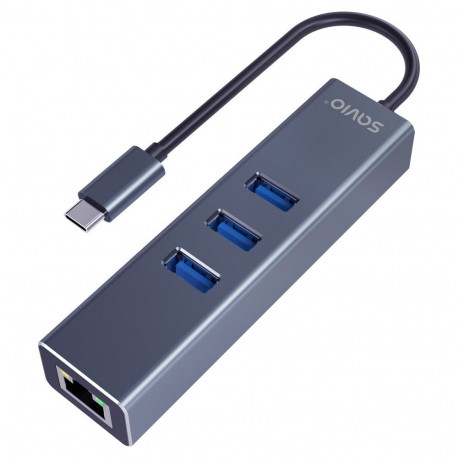 The SAVIO AK-57 is a 5-in-1 USB-C multi-port adapter (HUB) designed to expand the c