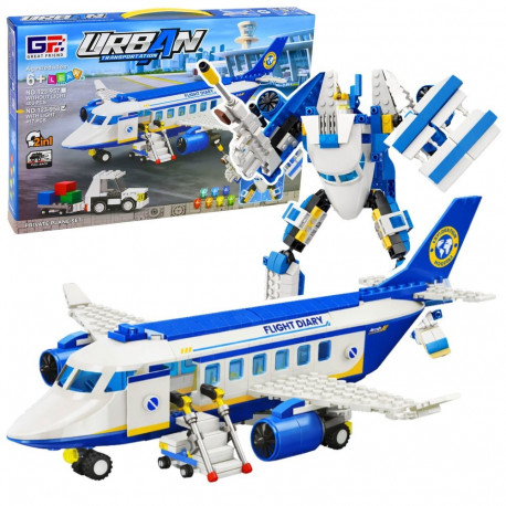 Klocki Konstrukcyjne Samolot Pasażerski Robot 2w1 Światła 417 el.