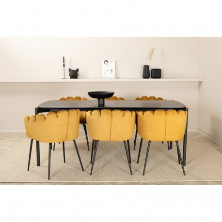 Söögitoa komplekt PELLE&LIMHAMN 6 tooliga, must/kollane