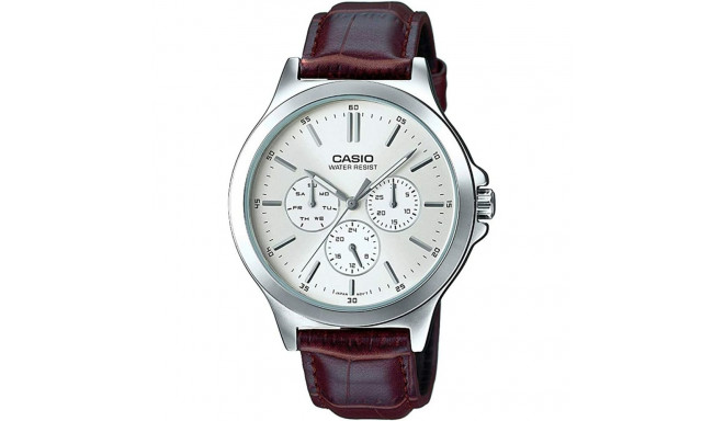 Meeste Kell Casio MULTIFUNCTION SILVER, LEATHER (Ø 41,5 mm)