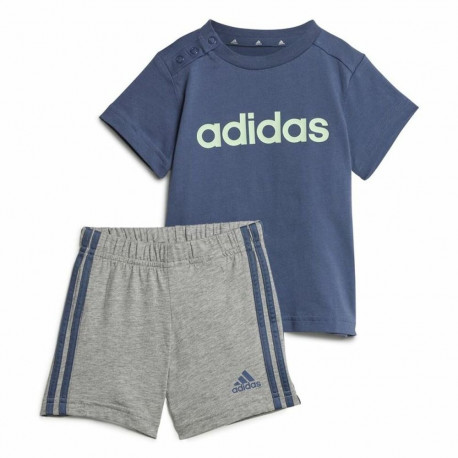 Spordikostüüm Beebidele Adidas I Lin Co Set Infantil Sinine Hall Mitmevärviline - 0-3 Kuud