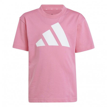 Child's Short Sleeve T-Shirt Adidas Essentials Big Logo White Pink