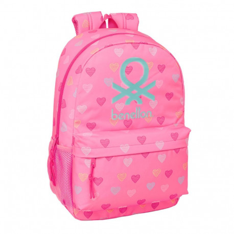 Kooliseljakott Benetton Heart Roosa 30 x 46 x 14 cm