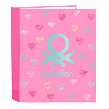 Ring binder Benetton Heart Pink A4 27 x 33 x 6 cm