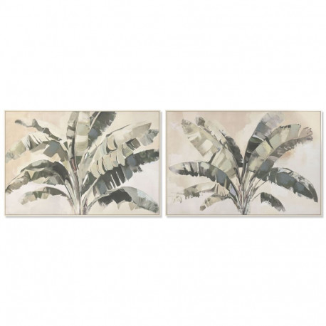 Canvas Home ESPRIT Brown Green Palms Tropical 122,5 x 3,5 x 82,5 cm (2 Units)